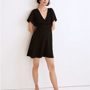 Madewell Cape-Sleeve Mini Dress Womens 4 Black Short Sleeve